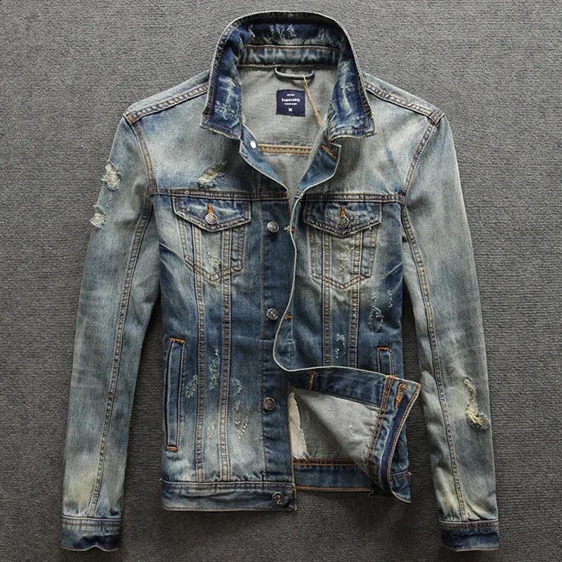 Retro Washed Ripped Denim Jacket - Streetwear Fashion, Shop Now! Best ...