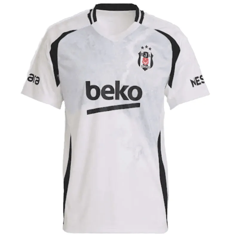 2024 Besiktas JK Soccer Jersey Home White Black Polyester短袖メン 