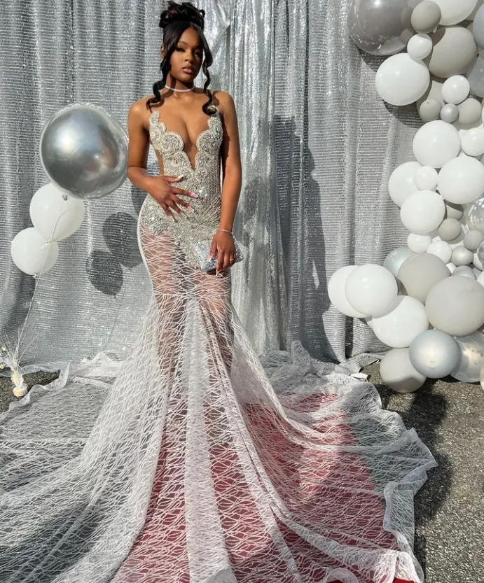 knee length dresses for ladies Black Mermaid Tulle Scoop See Through Long Sleeves Prom Dress