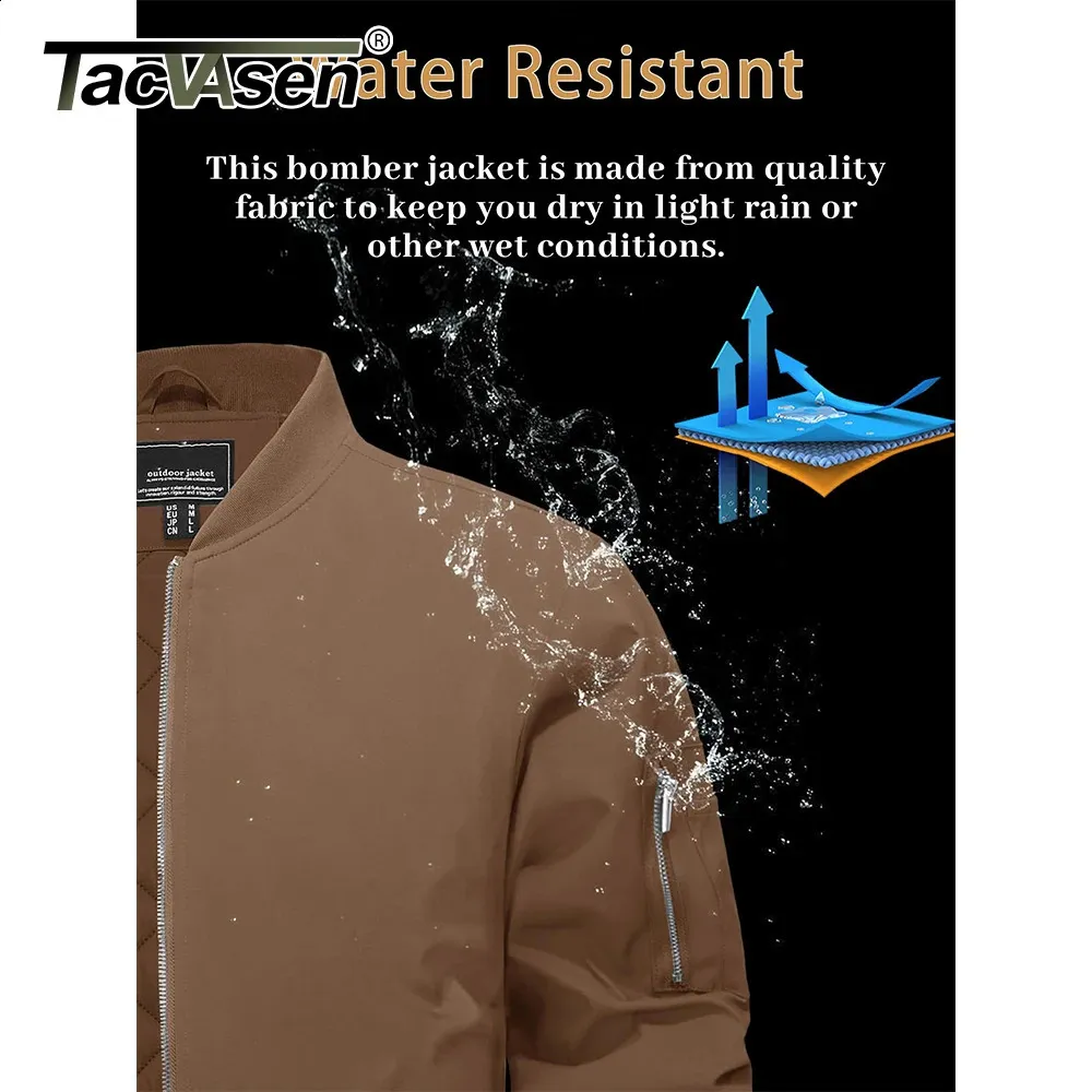 Bomber Jacket Men Winter TACVASEN Men's Winter Quilted Lined