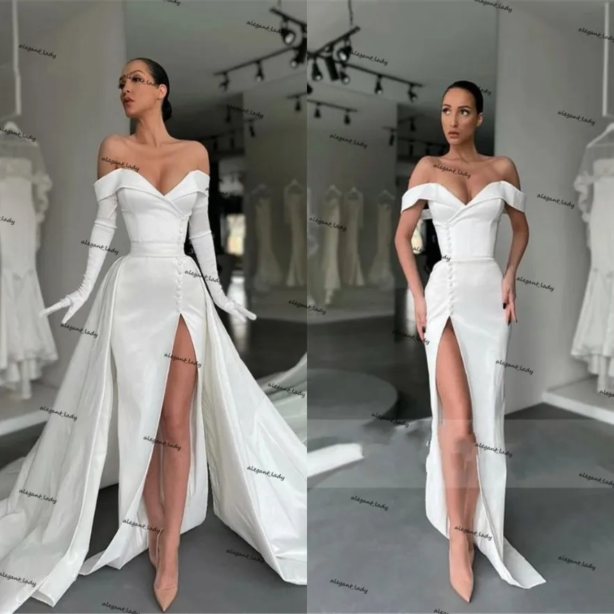 Mermaid Two Pieces Beach Wedding Dresses with Slit main image 1