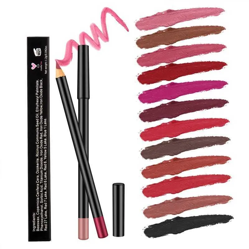 Waterproof Matte Brown Lip Liner Pencil Long Lasting Lipliner Makeup ...