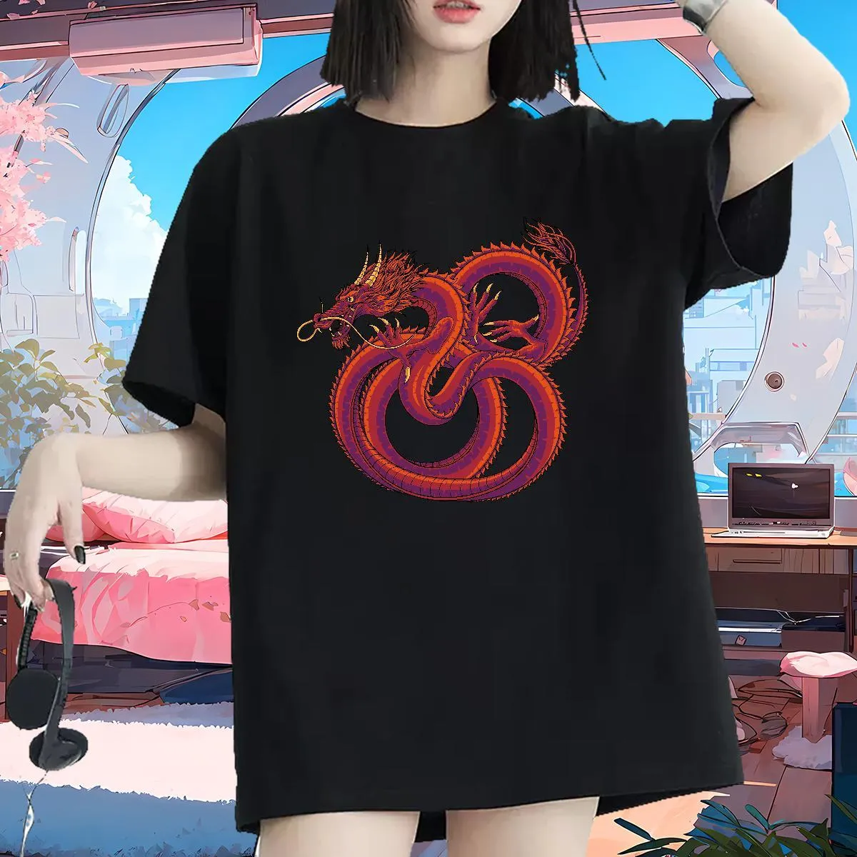 Fashion Casual Dragon Polo Shirt 100% Cotton 230g Breathable Crew