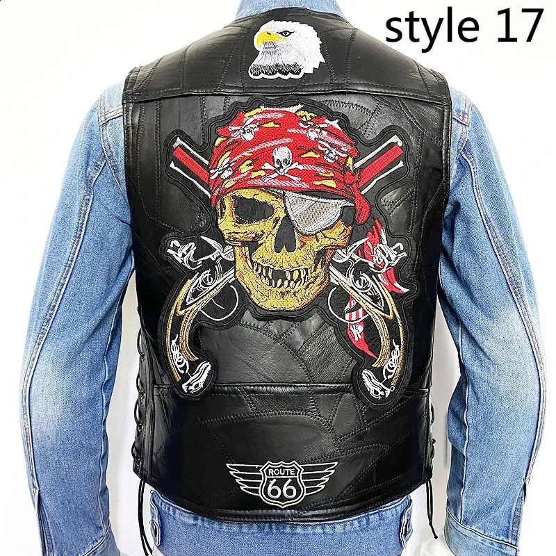 DHgate.com:Embroidered Motorcycle Leather Vest - Sleeveless