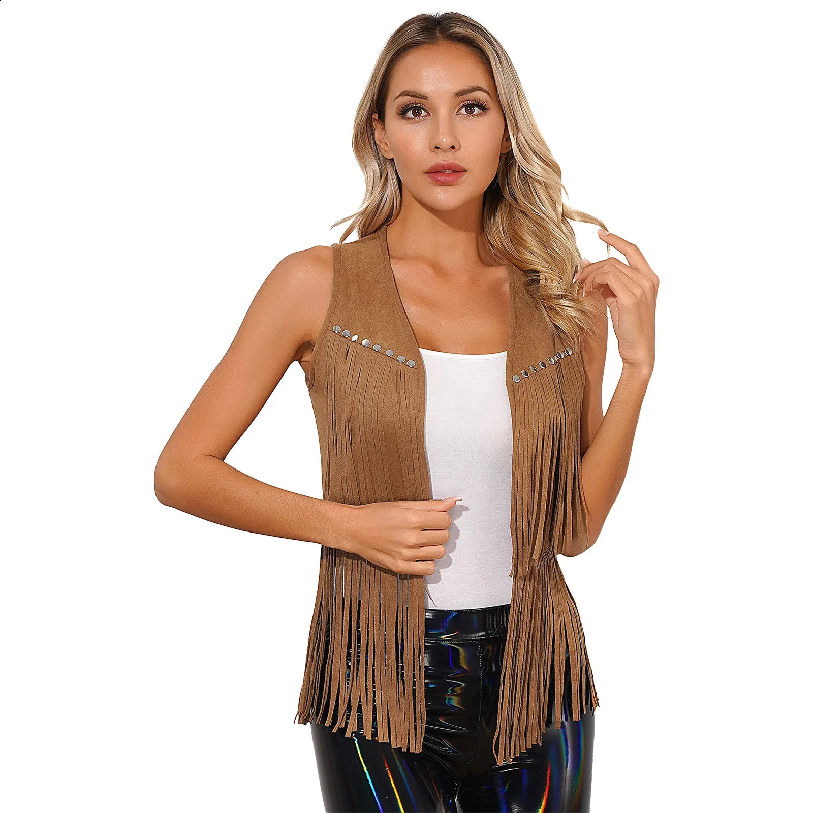 Womens Suede Fringe Vest Fashionable Adult Jacket | DHgate