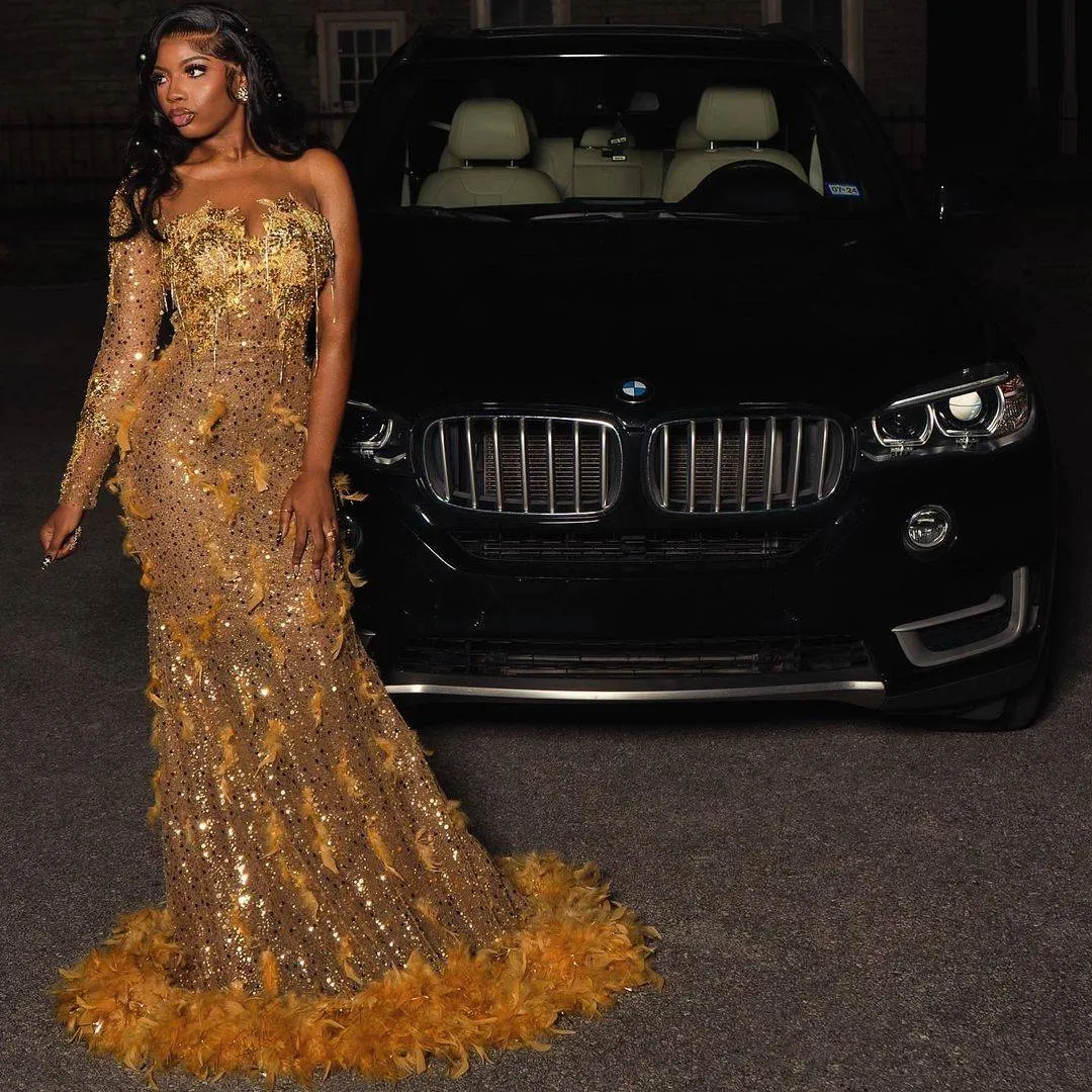 chinese dress ladies Luxury Gold Mermaid Evening Dress Stones Shiny main image 1