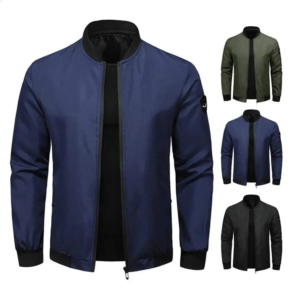 Men Springt Jacket Mens Spring Jacket: Lightweight Stand Collar Cardigan with Zipper ...