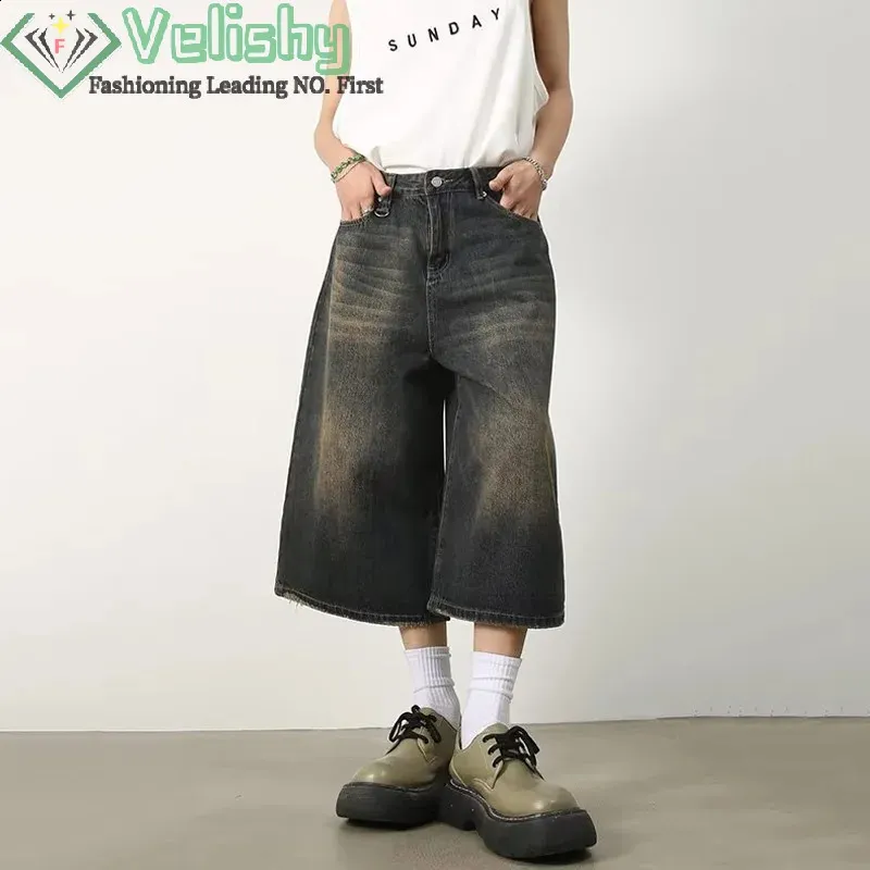 パンツ wide denim shorts M Alyweatry Y2k Loose Denim Bermuda Shorts for Women Low Rise