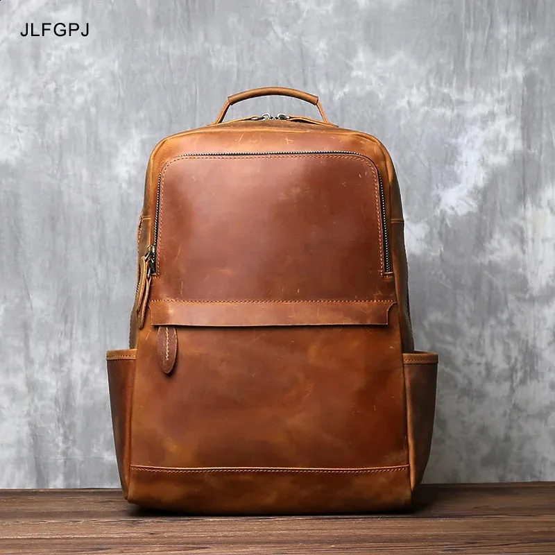 Save Big on Bulk Men's Leather Computer Backpack Vintage Mens Leather  Laptop Backpack Large Capacity Computer Bag JLFGPJ 240820 Best Deals on 