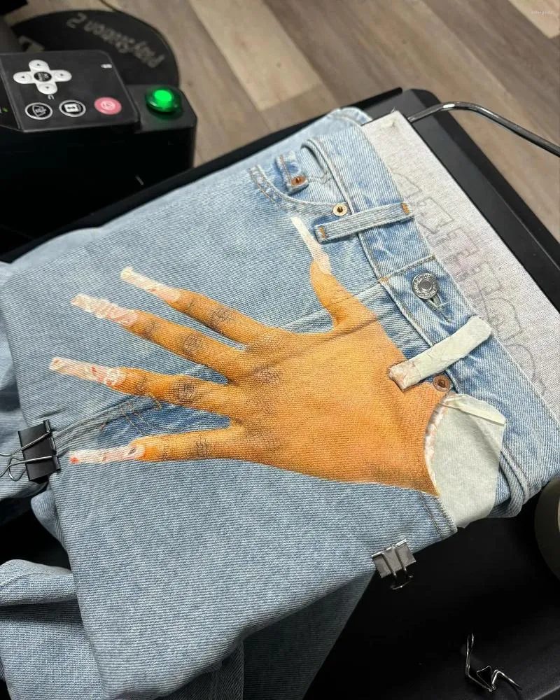Pantalones vaqueros para hombre Y2k góticos Hip Hop con estampado de palmeras holgados Haruku moda para hombres y mujeres pantalones vaqueros de cintura alta vintage_voghion.com