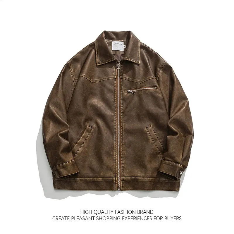 ジャケット・アウター VINTAGE WASHED LEATHER ZIP Men Fall