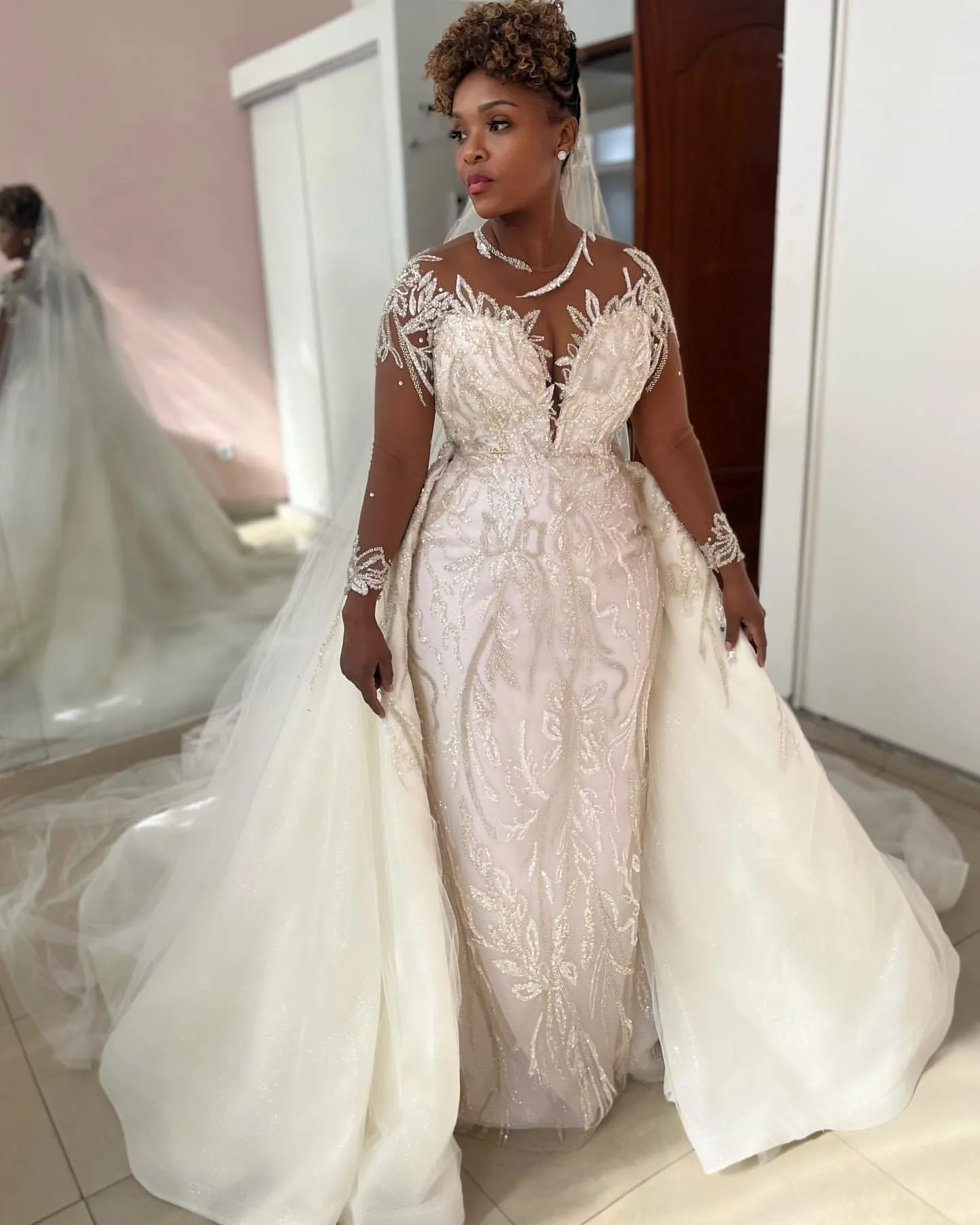 ivory wedding dress mermaid Wedtrend Women Ivory Wedding Dress Mermaid Halter V-Neck Cut Out Satin Long Bridal Dress, Ivory / US18W