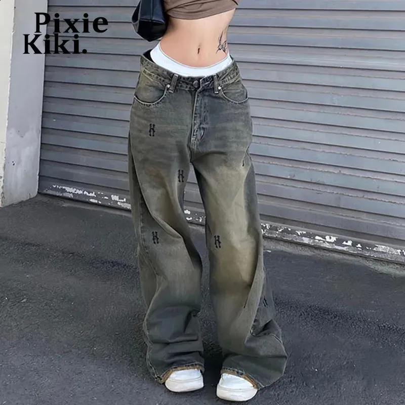 Low Rise Baggy Jeans Y2k Style, Womens Wide Leg Denim Pants With
