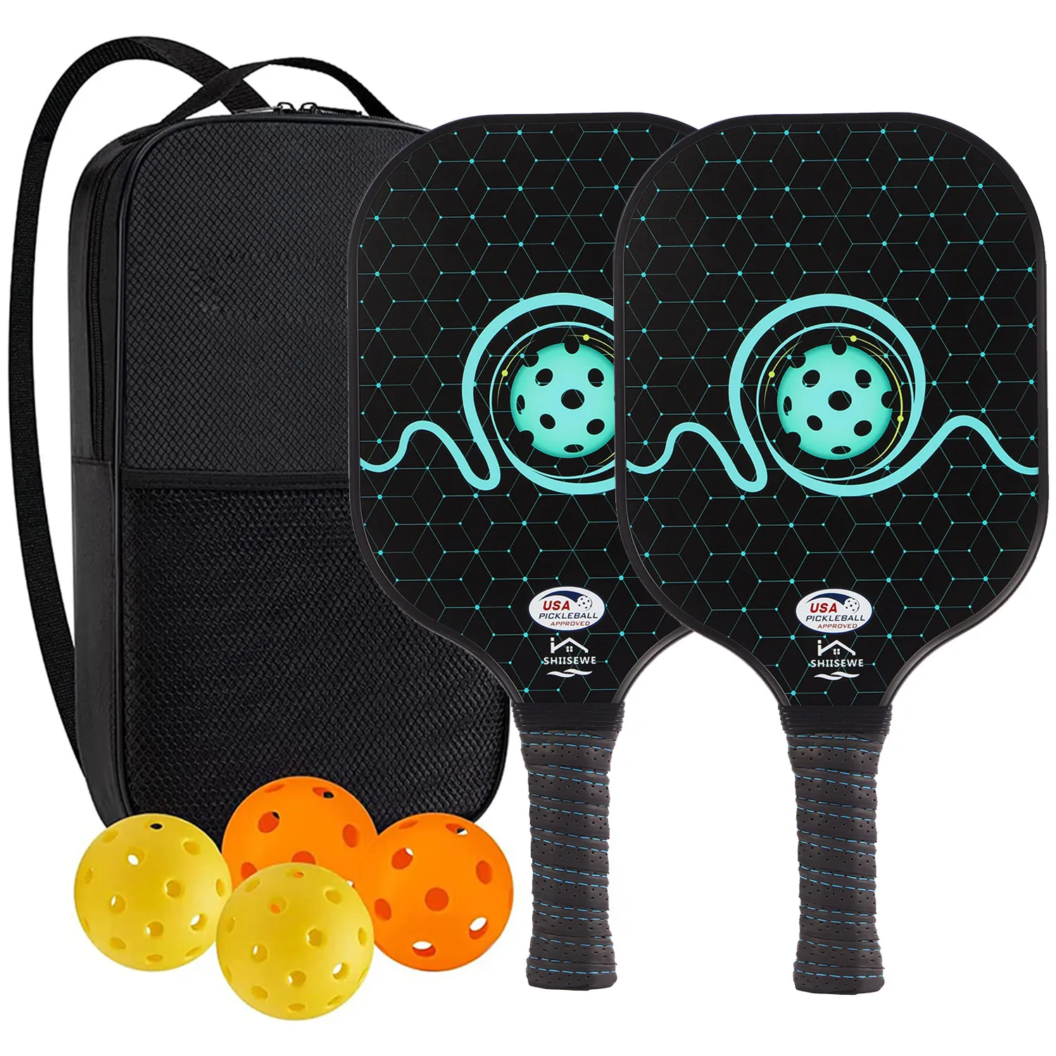 HITTIONA Pickleball Paddles - Fiberglass Pickleball Paddles Set Of 2, USAPA Approved Pickle Ball Rackets 2 Pack With 4 Pickleball Balls 1 Pickleball Net Bag Paddles Ball Set For Beginners 9 - View #3