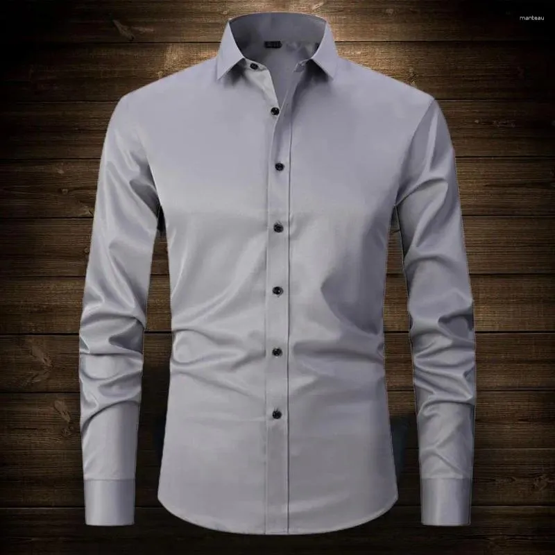 slim fit dress slacks Men's Formal Slim Fit Stretch Shirt In Navy
