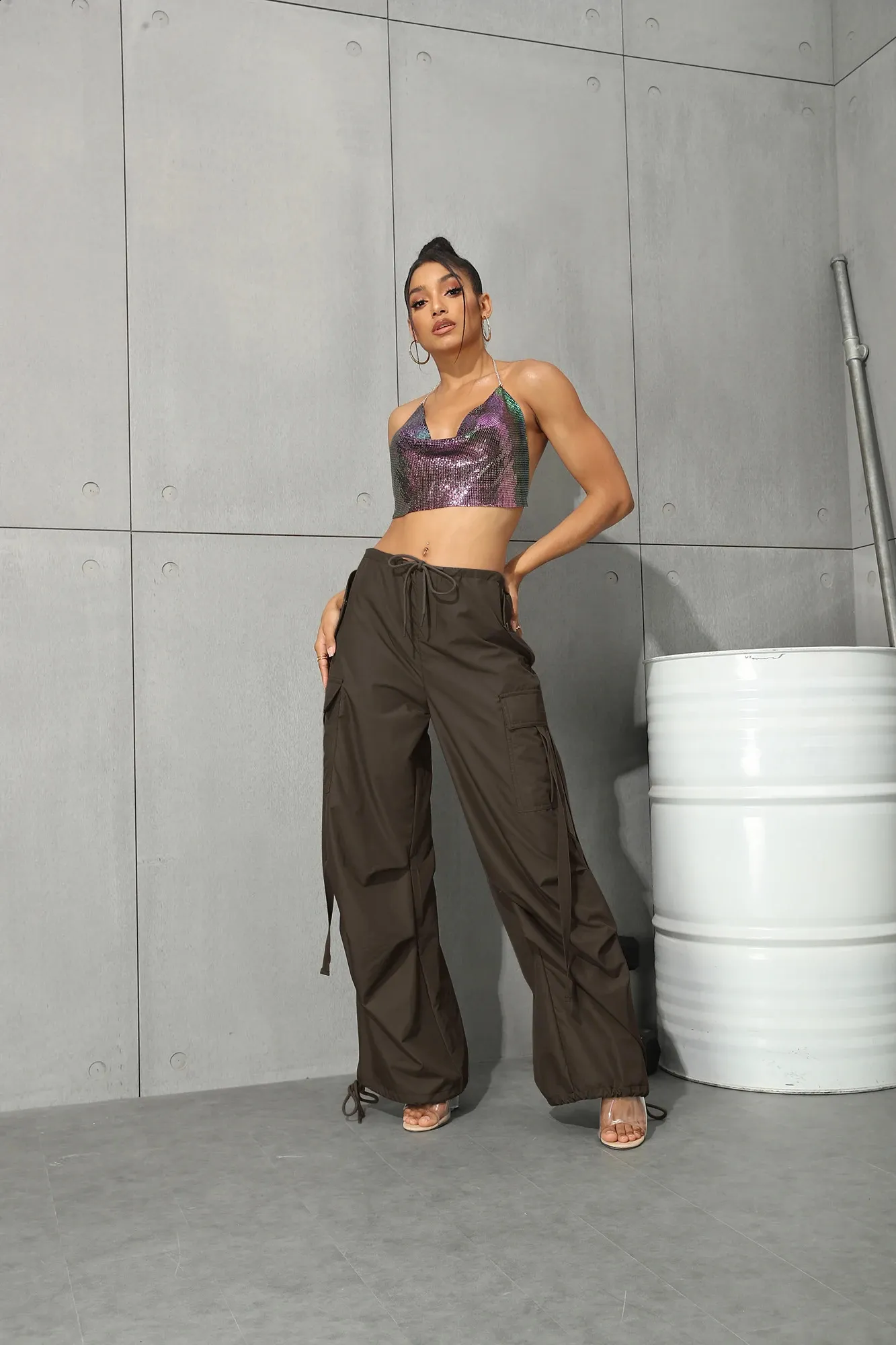 パンツ alpha parachute cargo flared pants Y2K alpha parachute cargo flared pants Y2K