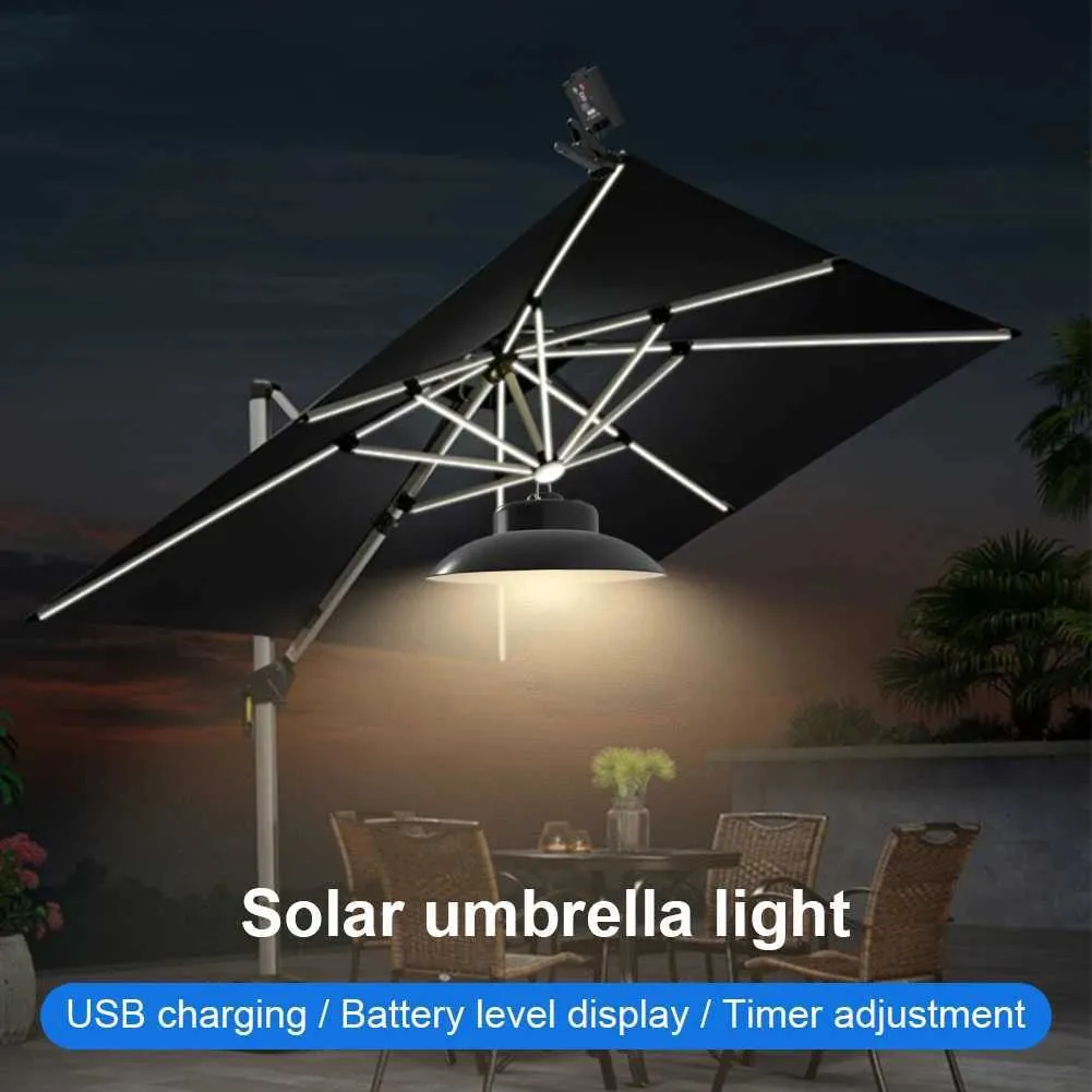 lighted patio umbrella usb 10ft Solar w/ Charger, Portable Power Bank  rosalight2f.com Transform your outdoor space with the Rechargeable Patio Umbrella Light Solar Patio Umbrella Light with