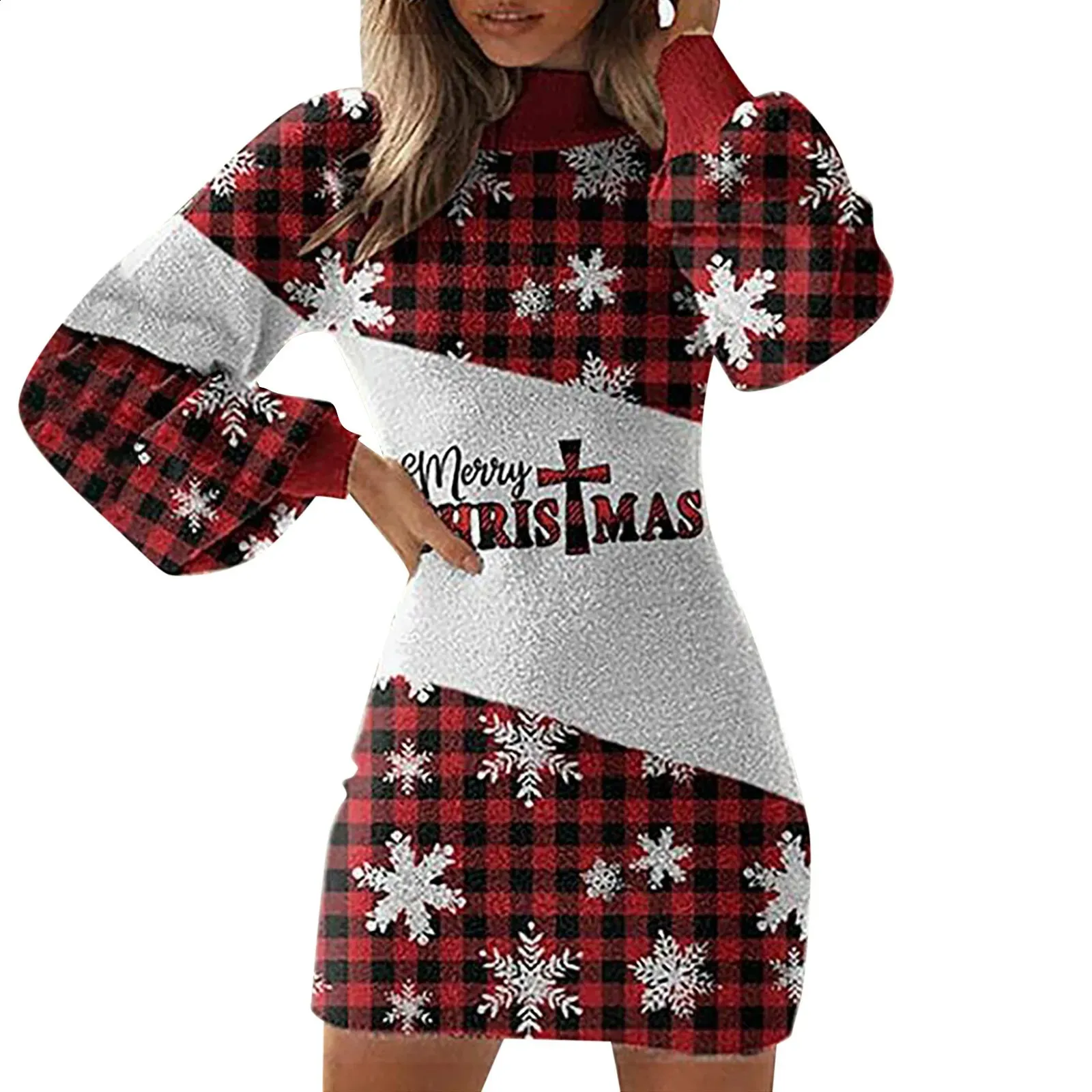 Christmas Print Long Sleeve Christmas Jumper Dress for Women - Autumn/Winter Fashion, Slim Fit, Sexy & Slim-Fitting - Perfect for Parties - Vestidos Christmas Print Long Sleeve Christmas Jumper Dress for Women - Autumn/Winter Fashion, Slim Fit, Sexy & Slim-Fitting - Perfect for Parties - Vestidos