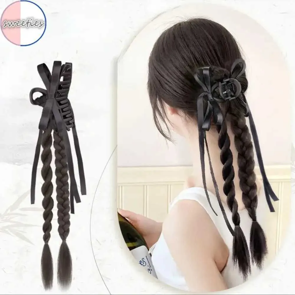 Hair Styles Bow Braid Ponytail Braid Ribbons With Bow Clip