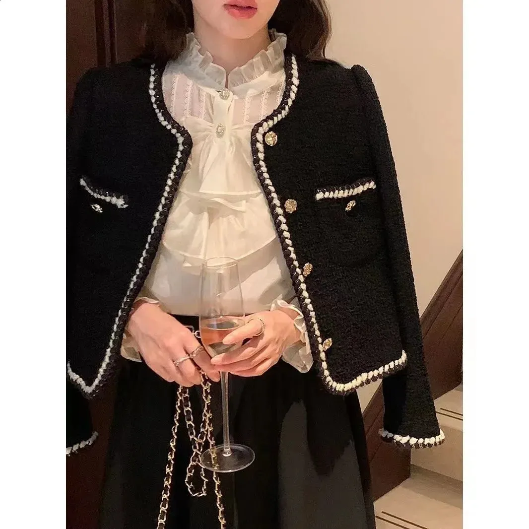 DHgate.com:Retro Tweed Jacket: Womens Round Neck Coat