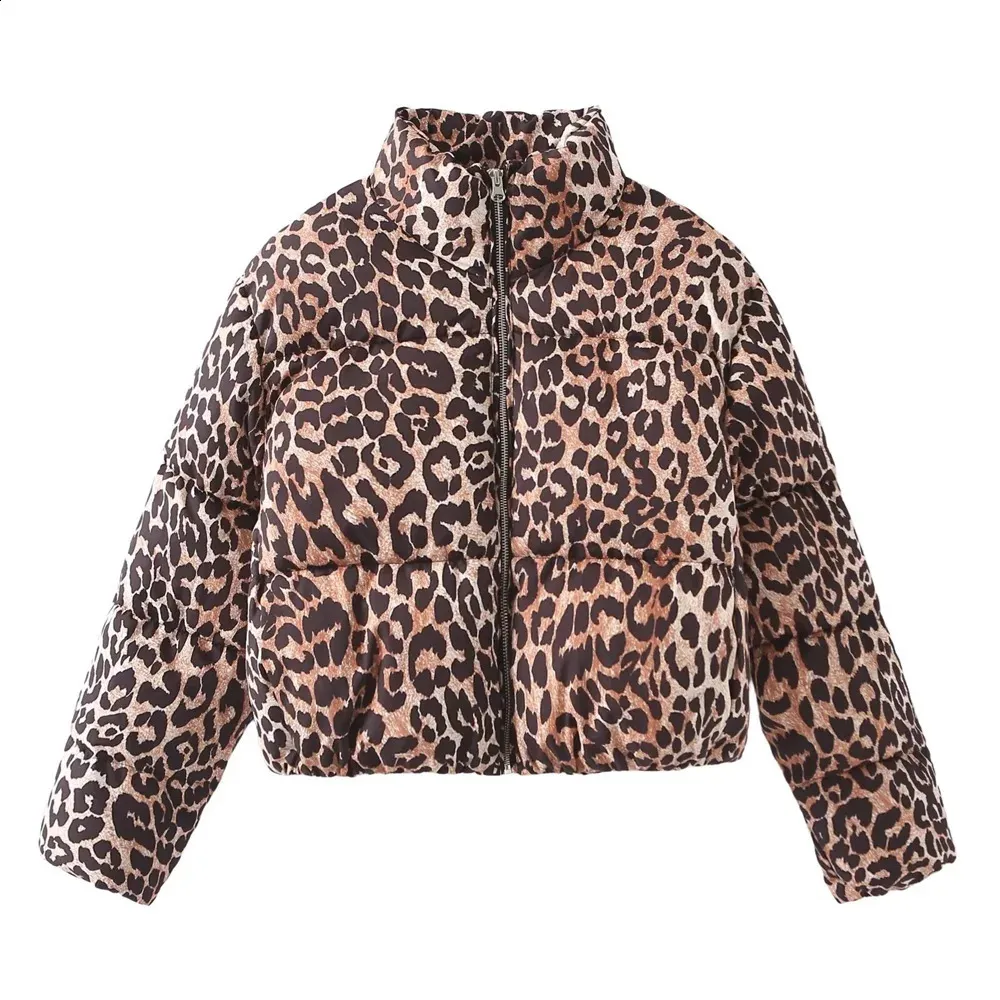 Autumn Leopard Pattern Short Cotton puffer jacket for Women Autumn Leopard Pattern Short Cotton puffer jacket for Women