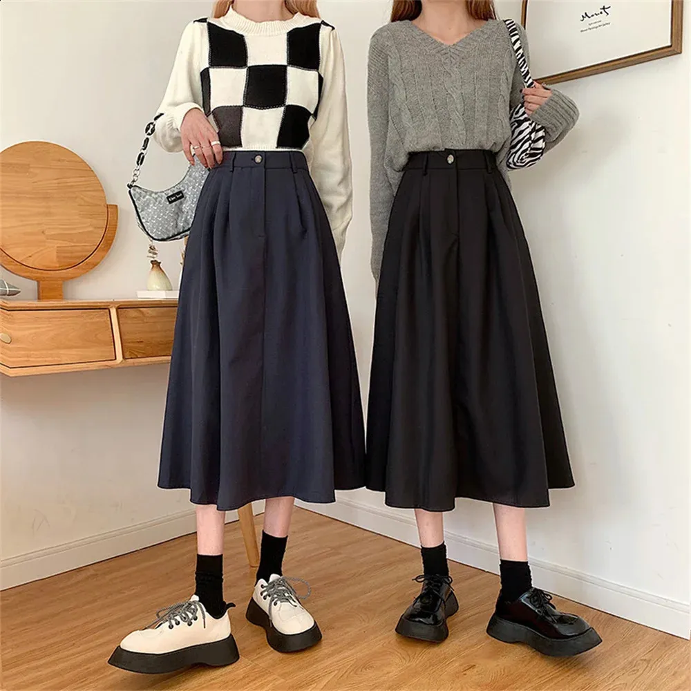 Elegant A-Line Office Skirt - Korean Fashion Black Skirt