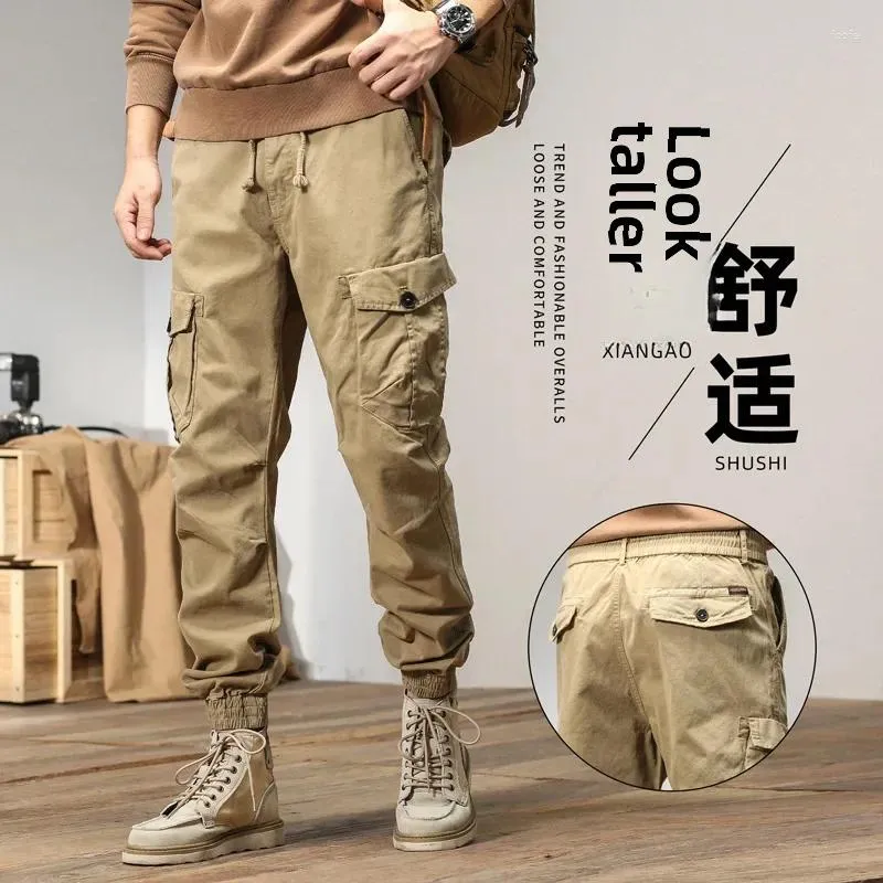 Men's Casual Cropped Pants: Loose Fit Multi-Pocket Style Trendy Spring/Autumn Wear! Shop Now!