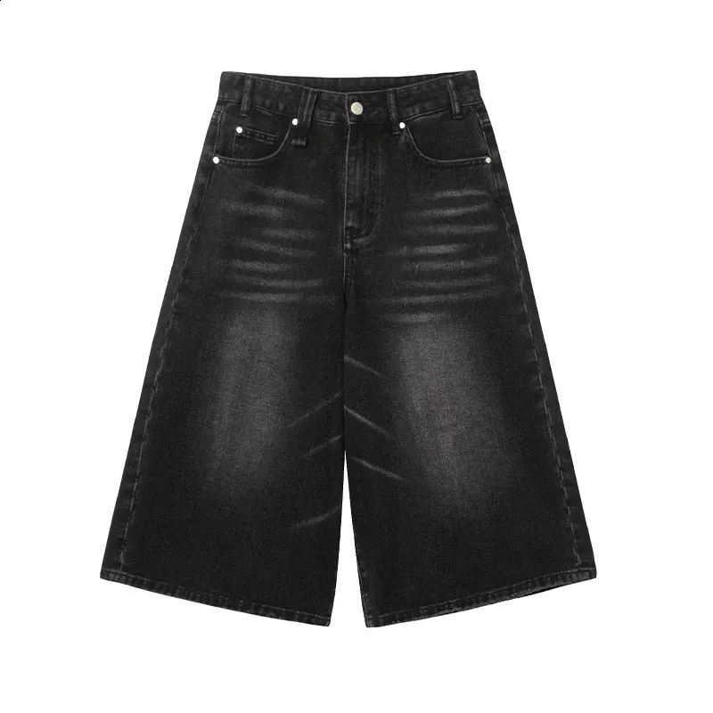 パンツ 90s00s scommessa black wide baggy shorts Vintage Y2K Baggy Denim Shorts with Wide Leg for Women and
