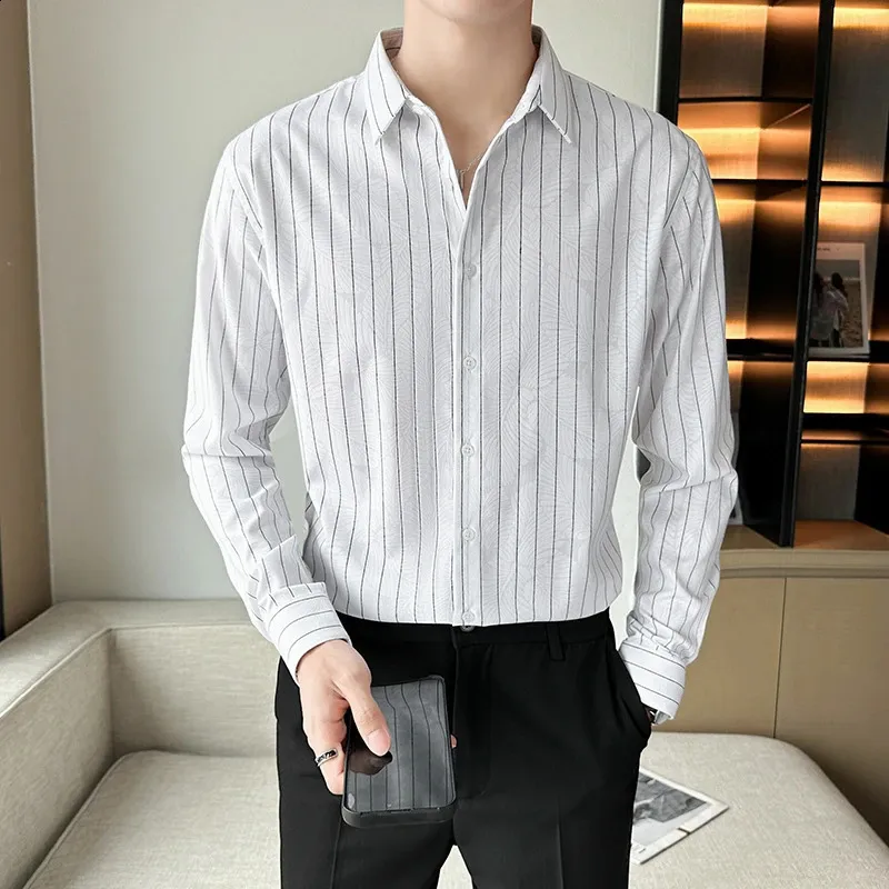 Slim Fit Mens Striped Dress Shirt With V Neck  Business Casual Wear For  School, Office & Social Events From Sereinstore, $40.47 | DHgate.Com