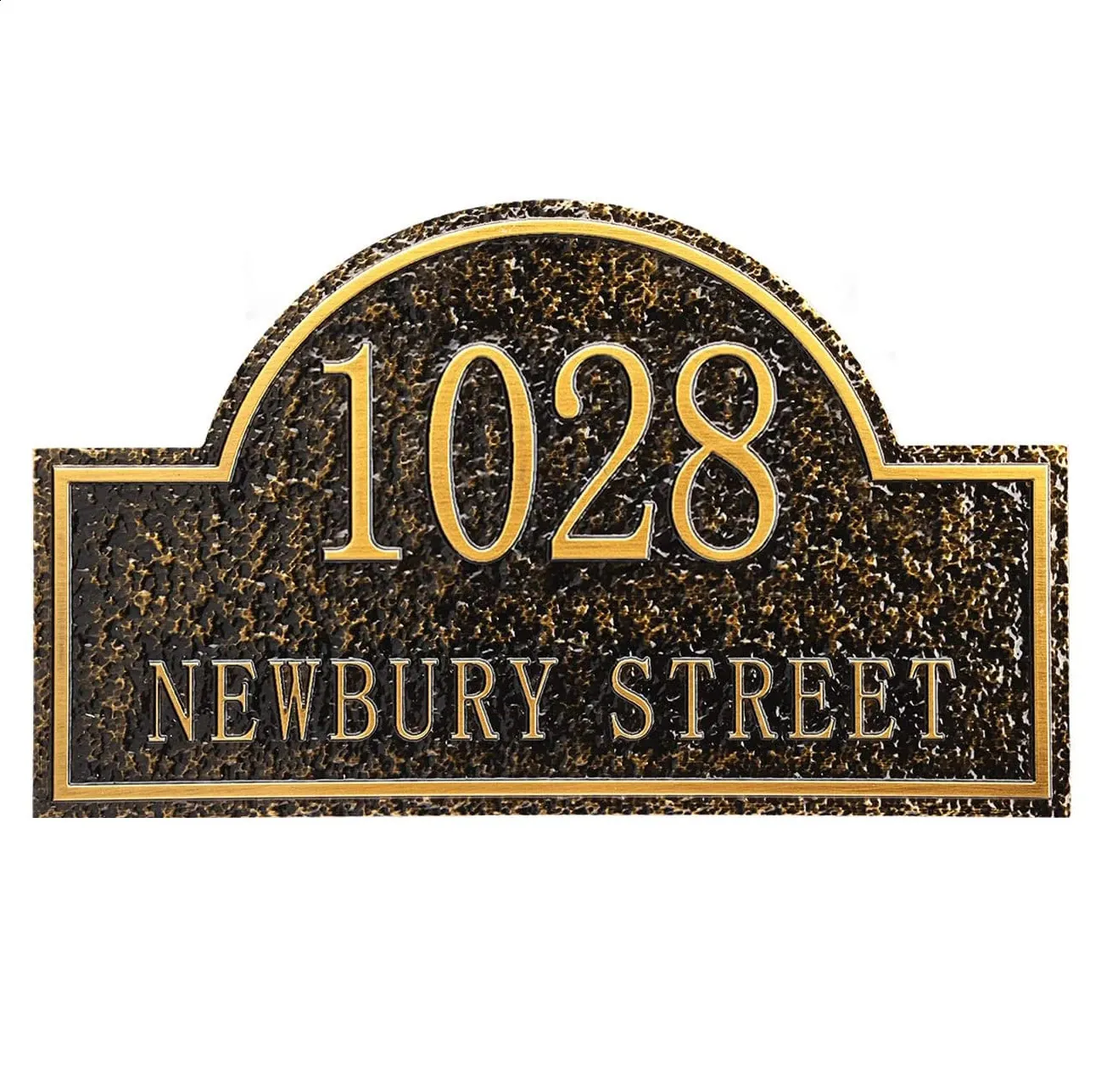 Personalized Vintage Address Plaque - Custom House Number & Street Name Sign For Yard Or Door (Antique Brass)