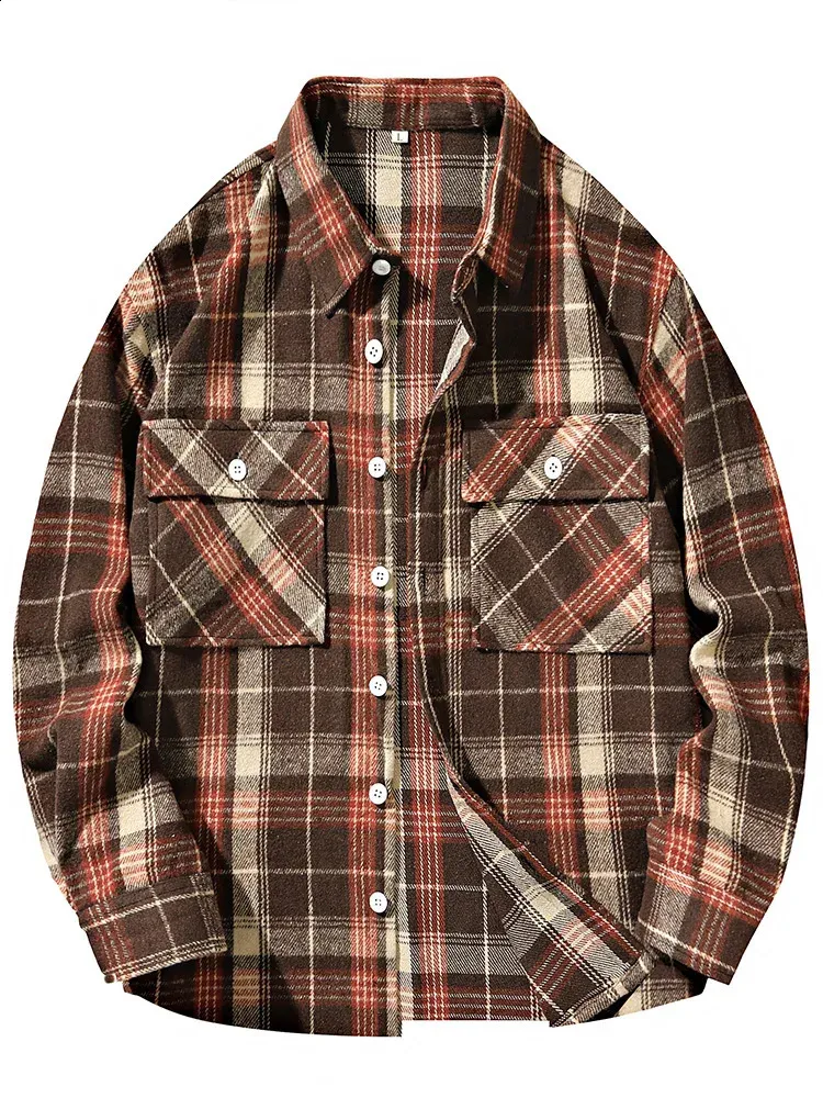SANGTREE Men's Long Sleeve Flannel Shirt - Plaid Casual Button-Up, Brown, X-Large, Wrinkle-Free - View #8