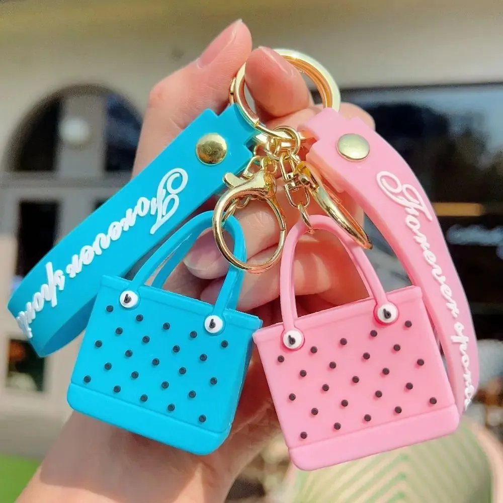 Mini Handbag Keychain: Cute Perforated Silicone Tote Bag