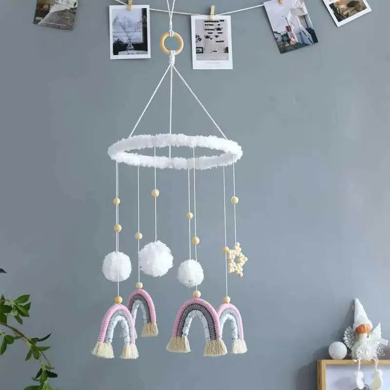 Rainbow Crib Mobile: Handmade Boho Wind Chime for Newborn Nursery