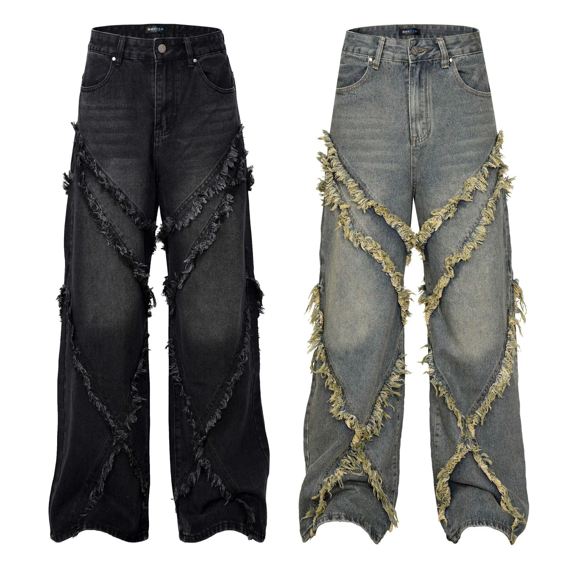 Vintage 90s Gothic Style Raf Simons Jeans With Destroyed Black  