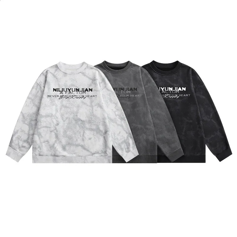 Tie Dye Sweatshirt Voor Mannen, Casual Crewneck Pullover Met Lange