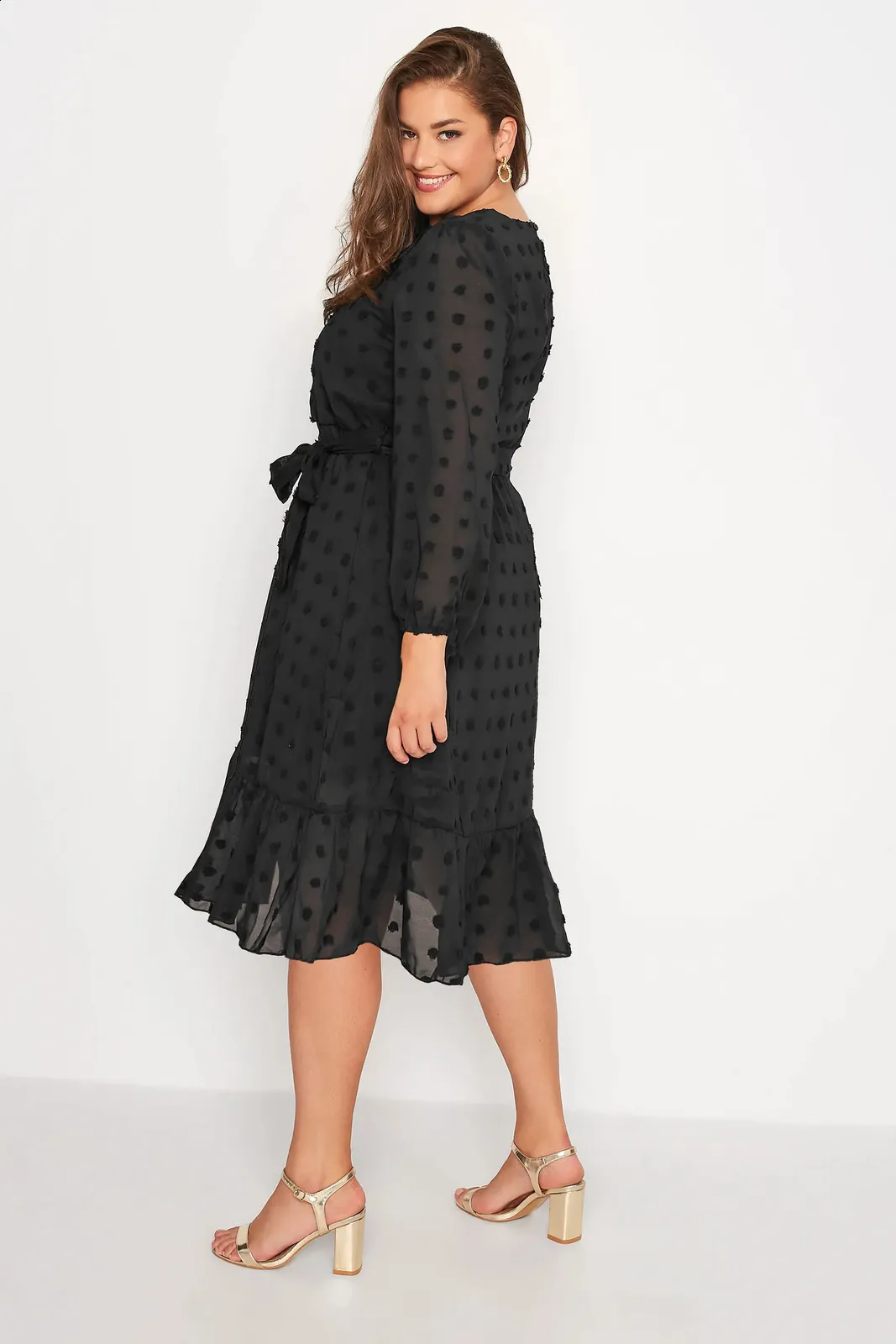 Elegant Plus Size Midi Dress: Long Sleeve, Tie Waist, Perfect for Parties &  Formal Events - Shop Now! from Dhgate Plus size Dresses - price 72.7