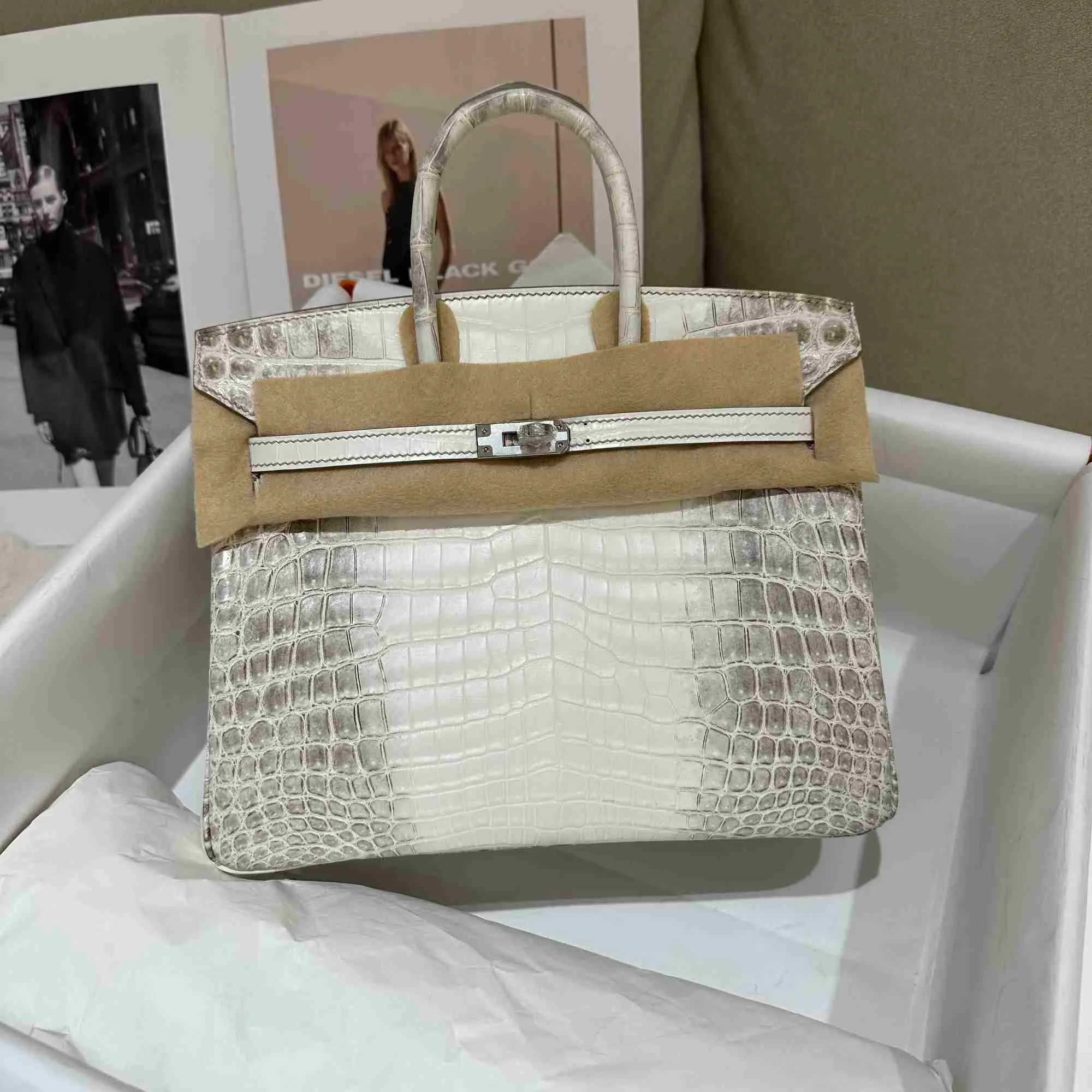crocodile pattern silver gimmick bag