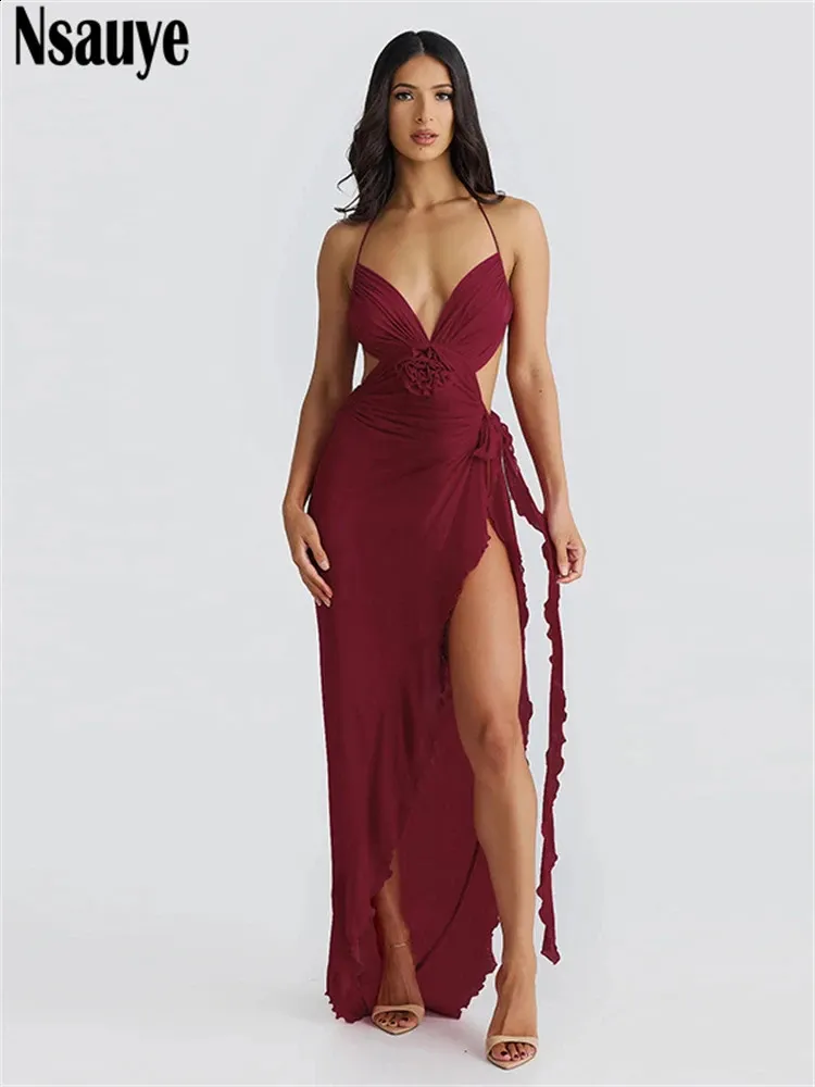 Nsauye Women Floor-Length Chiffon Halter Dress High Split Summer Beach  Casual Evening from Dhgate Basic & Casual Dresses - price 59.2