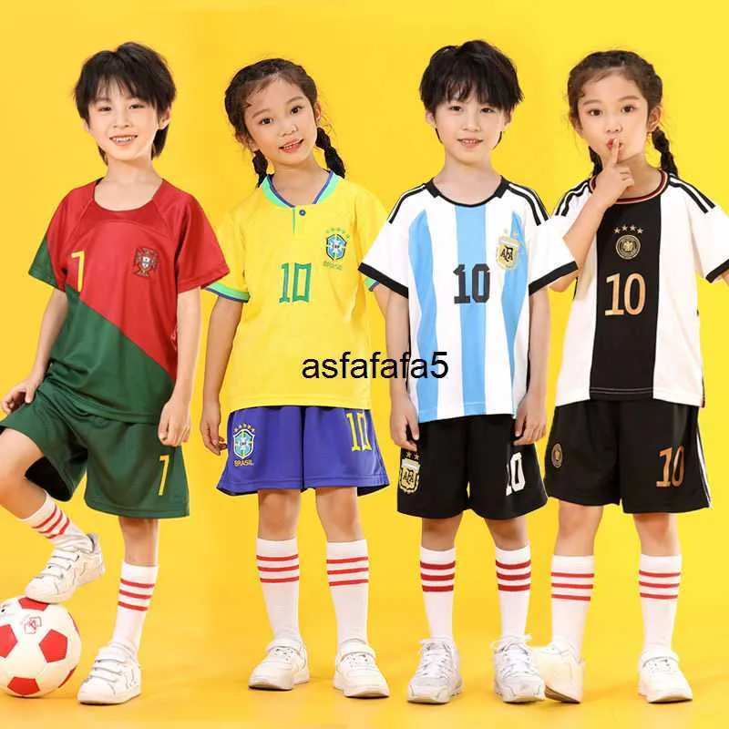 Kids Football Kit Youth Soccer Jersey Shorts Set, Training