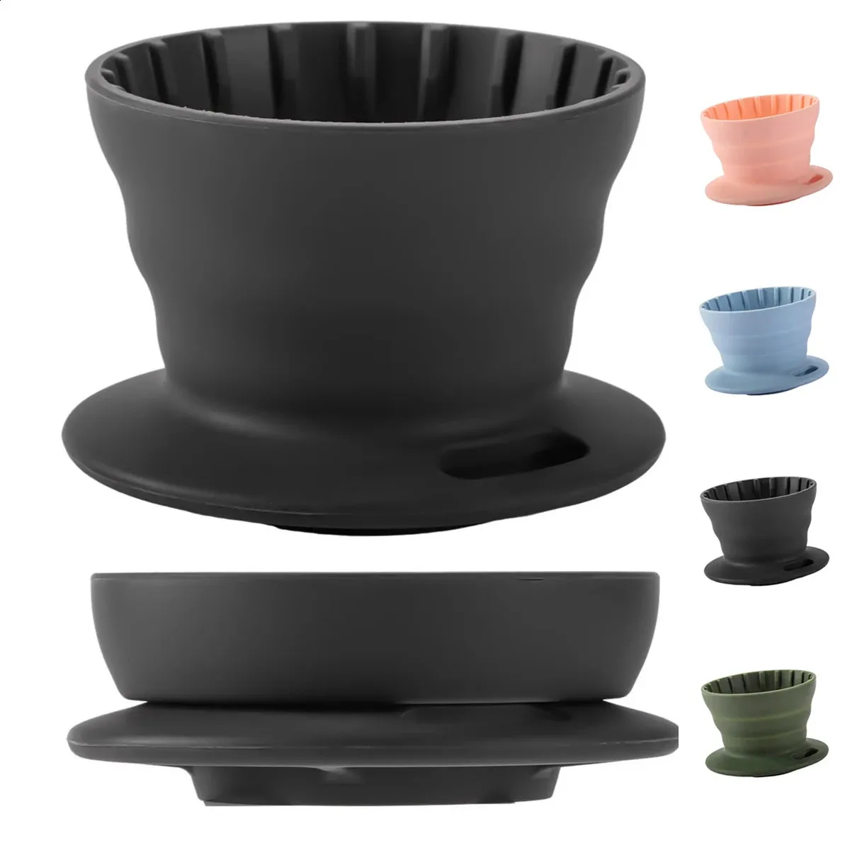2 Pack Collapsible Silicone Pour Over Coffee Dripper - Portable For Camping, Hiking, Office
