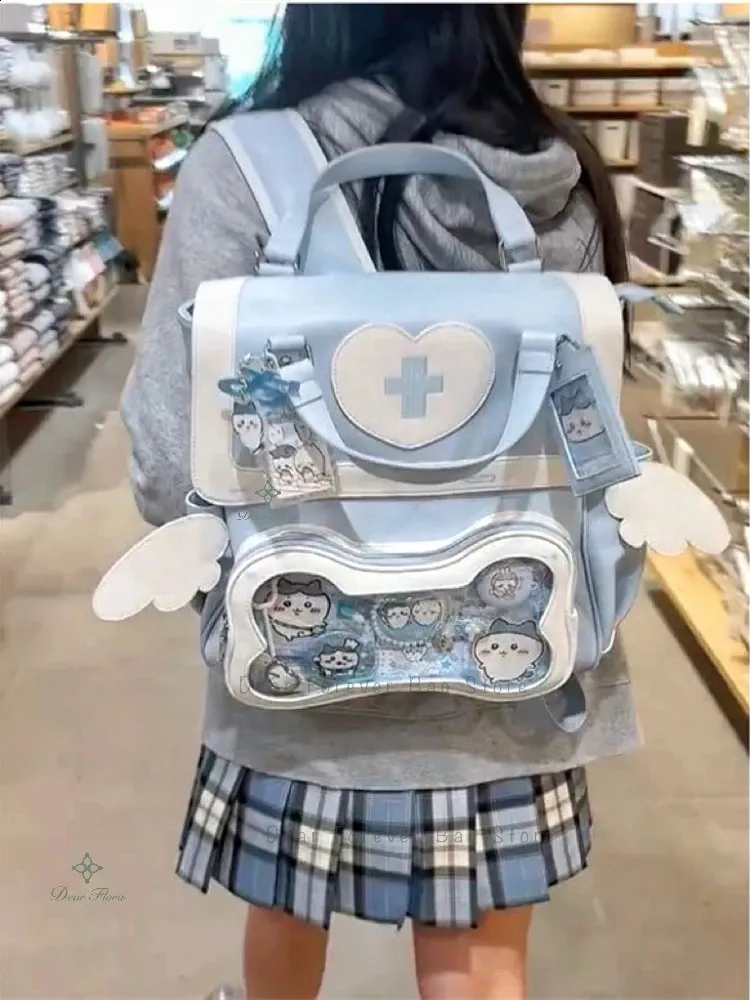 clear mini backpack ita HFPPXHSY Bag Pin Display Japanese Kawaii Casual for Travle Cosplay with Insert (Black) : Clothing, Shoes & Jewelry Kawaii Ita Clear Pocket Backpack