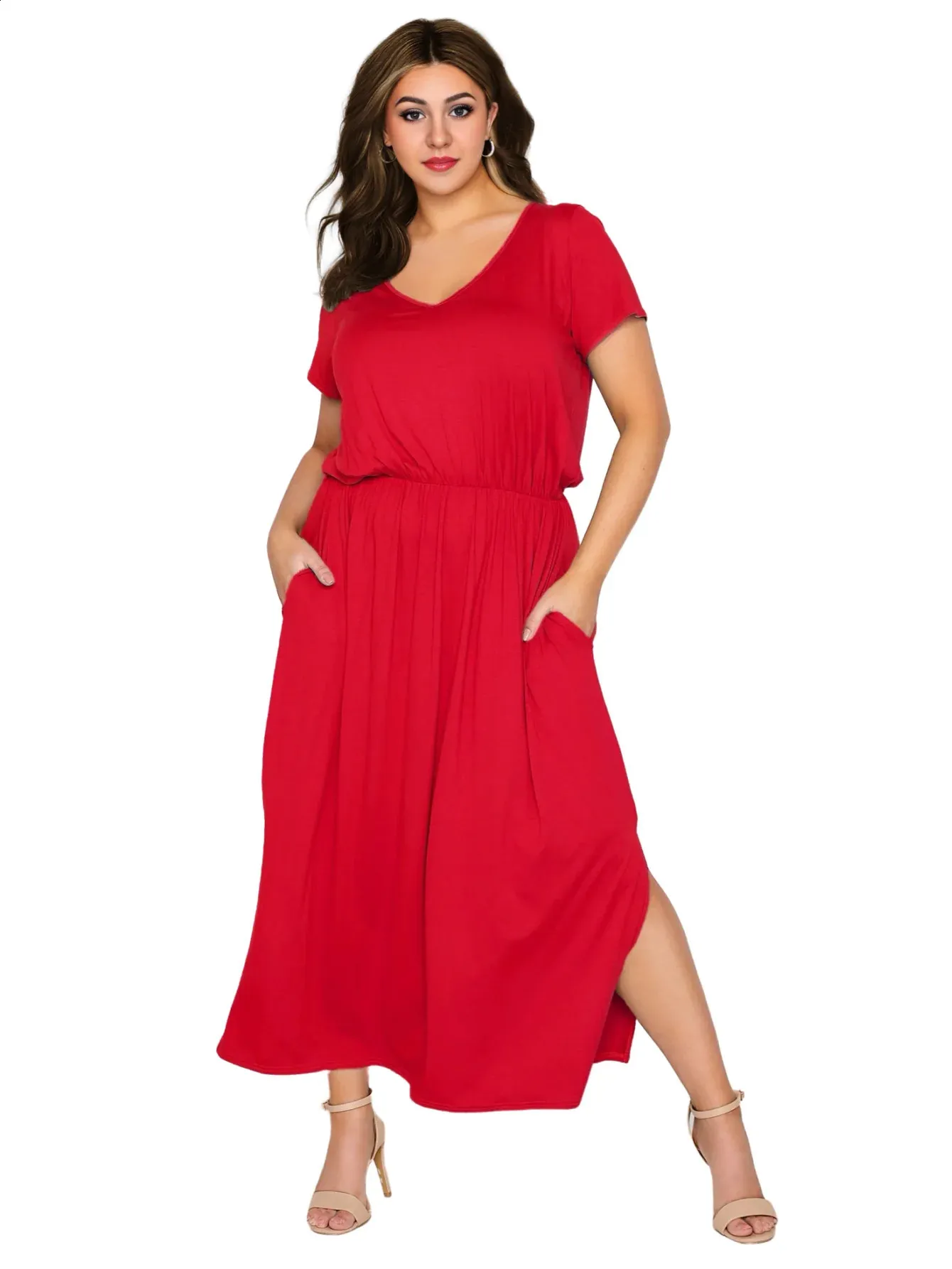 Womens Plus Size Elegant Summer Casual Dress Short Sleeve Loose Beach  Weekend Dress Split Sides Large Size Long Party Dress 7XL 240820 From  Mysticastore, $31.22 | DHgate.Com