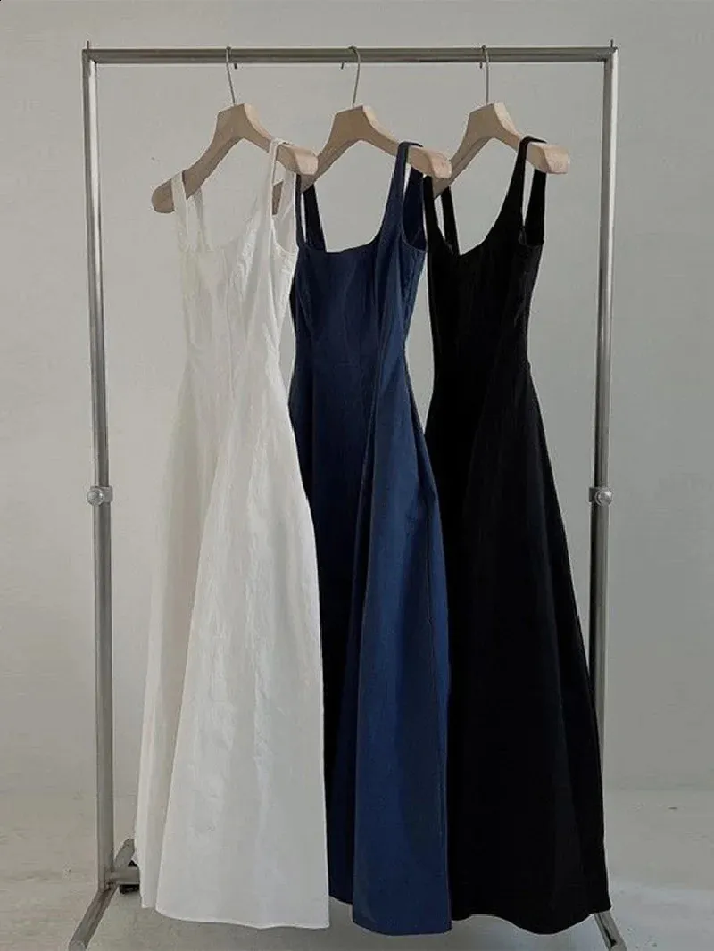 knee length dresses for ladies Black and Ivory Square Neck Vest Midi Dress main image 1