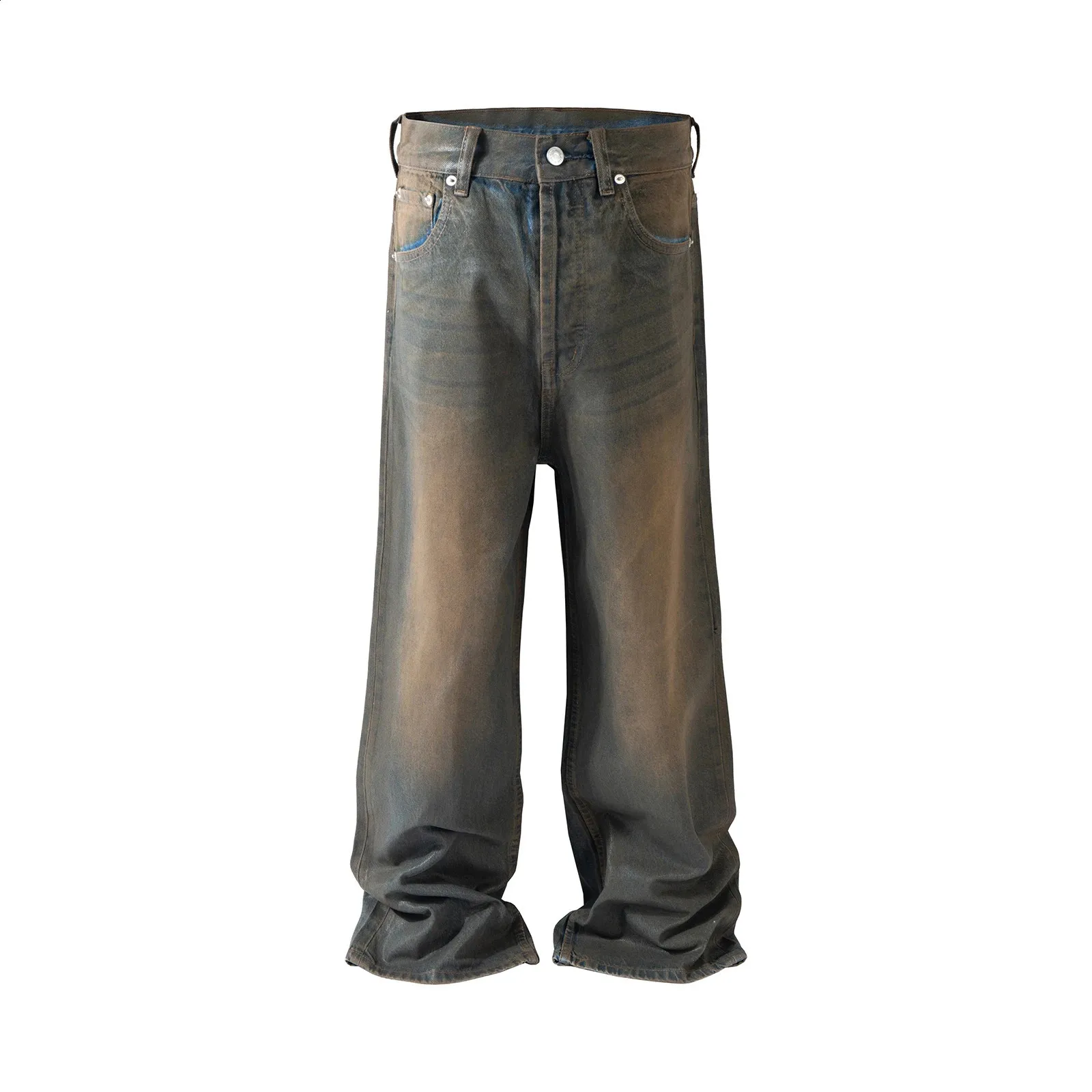 Unisex Baggy Distressed Denim Jeans, Oversized Cargo Style, Knit 