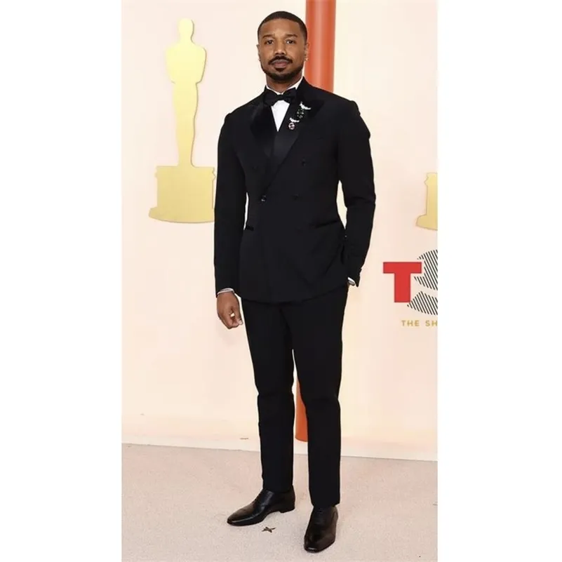 Traje Negro De Doble Pecho Negro Para Hombres Ropa Formal De Boda