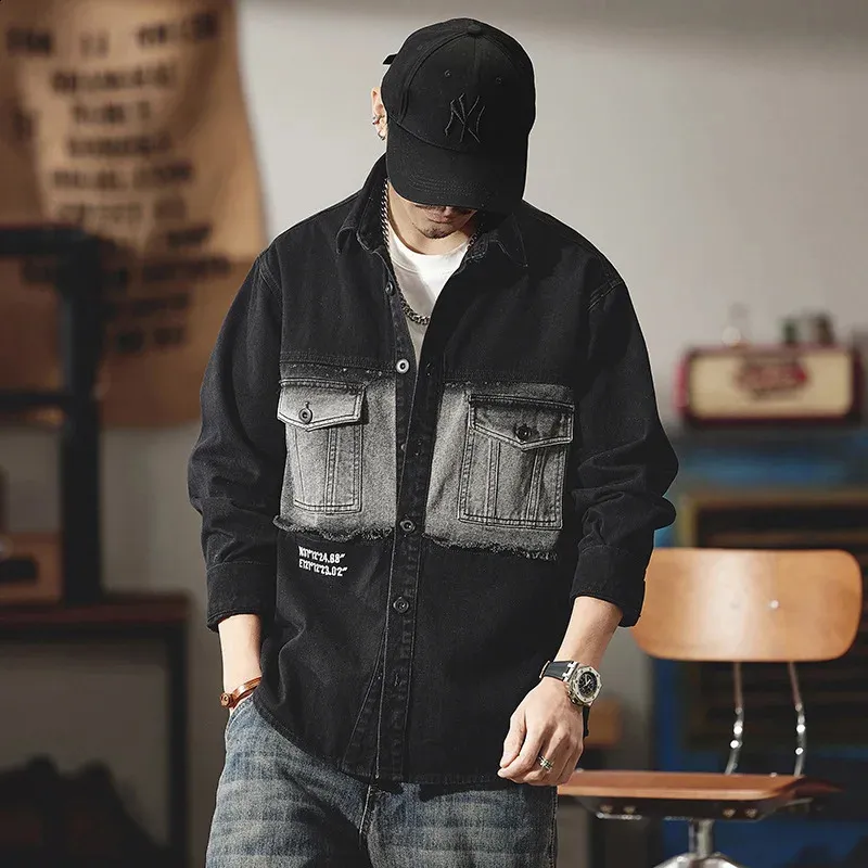 Plus Size 7XL Vintage Heavy Washed Denim Jackets For Men Spring