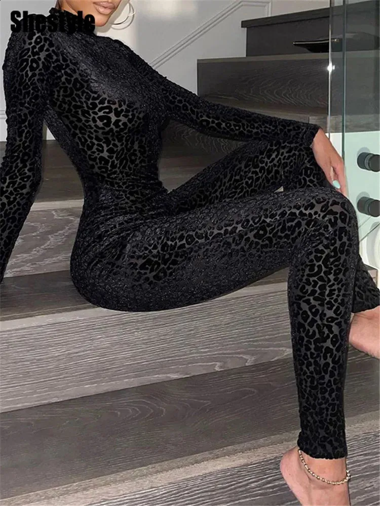 Leopard Print Jumpsuit: Sexy Sheer Animal Print, Back Zip, Slim Fit Shop  Now!