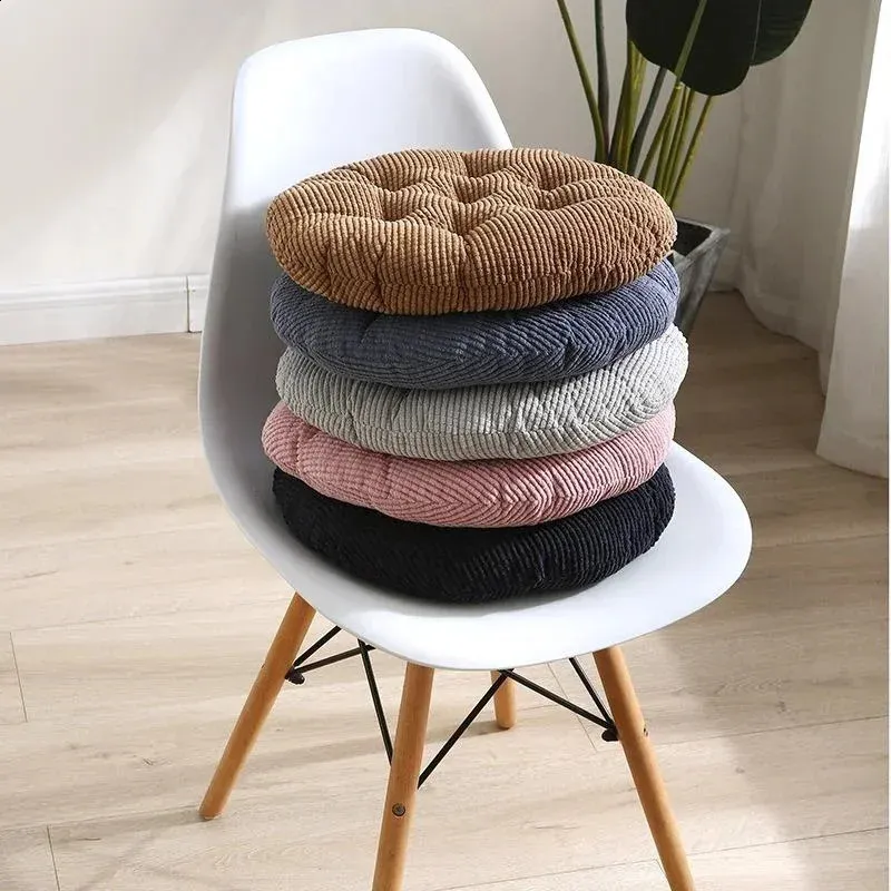 Lsjoaw Round Floor Cushion Chair Pad | Corduroy Cover, Non-Slip Bottom, 45x45x6cm Thick Seat Cushion For Kitchen, Office