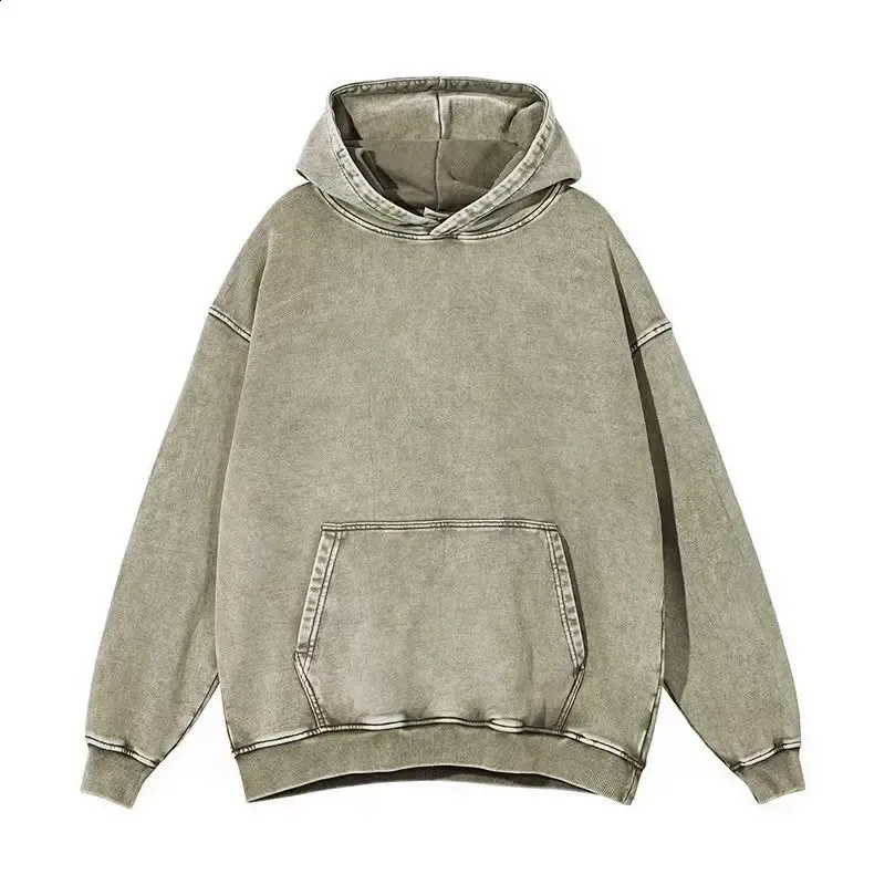 Leisure Retro Heavyweight Washed And Worn Out Plush Hoodie