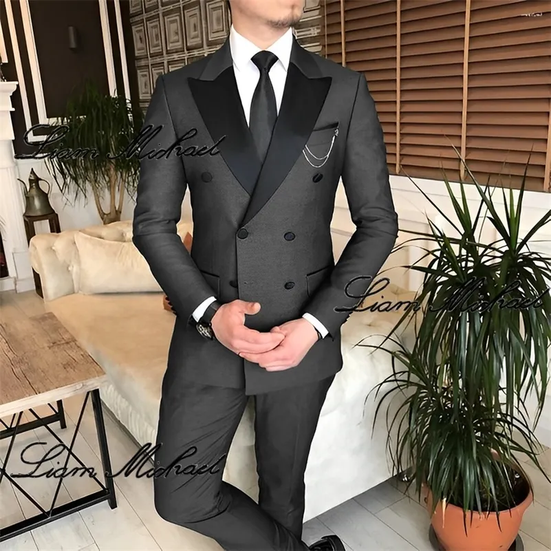 Men’s White Double-Breasted 3-Piece Suit Set – Premium Tailored Fit Formal Wedding and Evening Suit